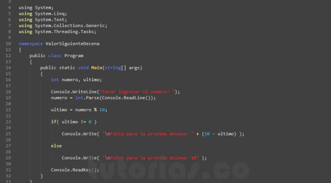programacion en C#: valor faltante siguiente decena