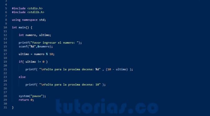 programacion en turbo C: valor faltante siguiente decena