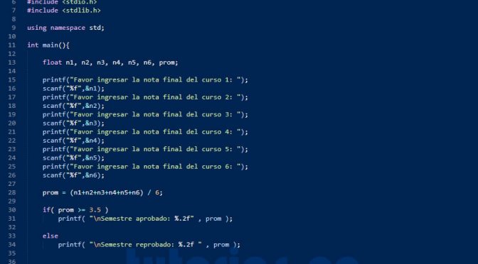 programacion en turbo C: aprobación de semestre