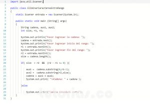 programacion en java: eliminar caracteres entre rango