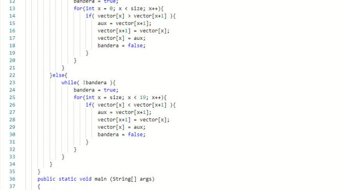 programacion en java: ordenamiento mitades de un vector