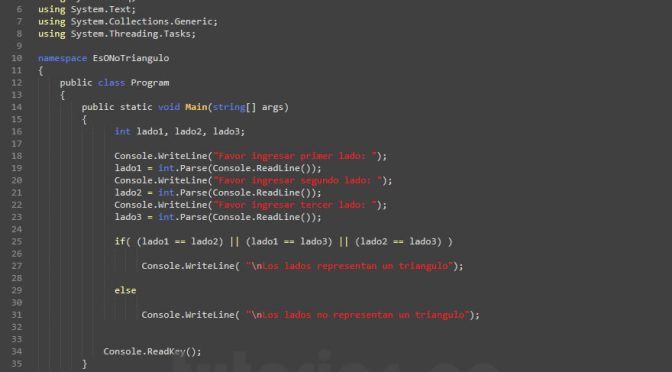 programacion en C#: es o no triangulo