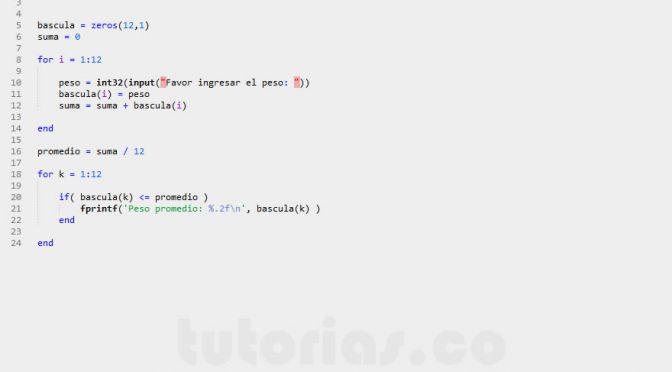 arrays – matLab (peso promedio)