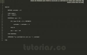 programacion en pseudocodigo: cantidad ceros de una cifra