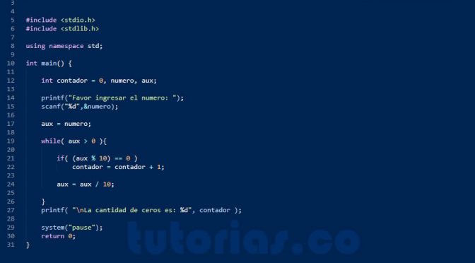 programacion en turbo C: cantidad ceros de una cifra