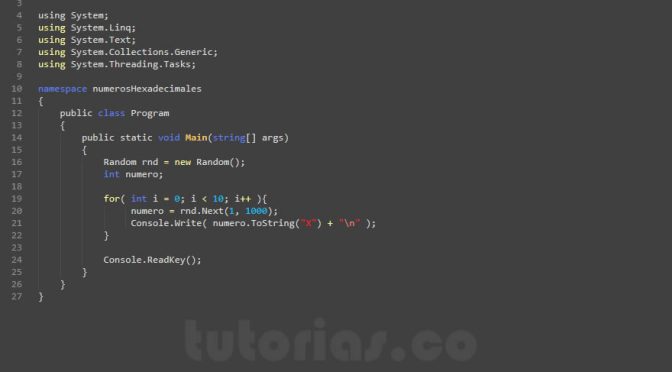 programacion en c#: numeros hexadecimales