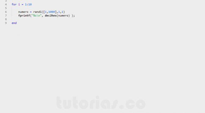 programacion en matLab: numeros hexadecimales