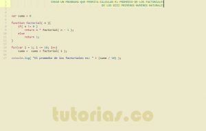 programacion en javascript: promedio de factoriales