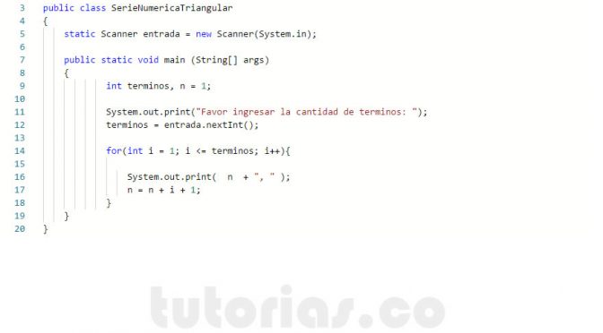 programacion en java: serie numerica triangular