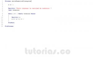 programacion en pseint: serie numerica triangular