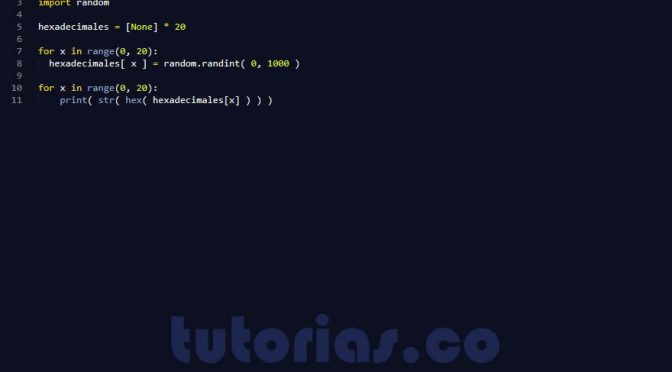 arrays – python (vector de hexadecimales)