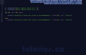 programacion en python: distancia al borde de una piscina