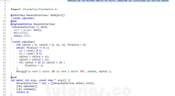 programacion en objective C: ranas saltarinas