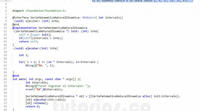 programacion en objective C: serie matematica natural dinamica