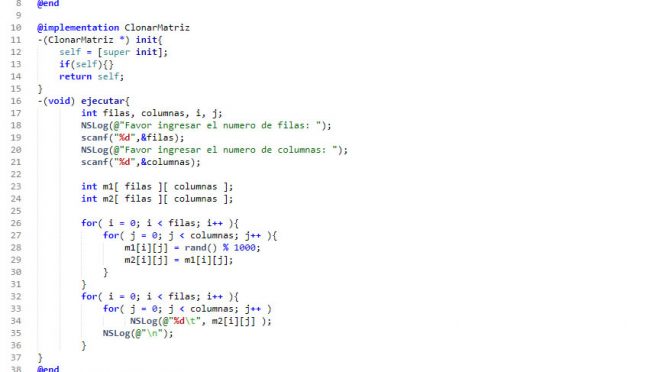 POO + Objective C (clonar una matriz)