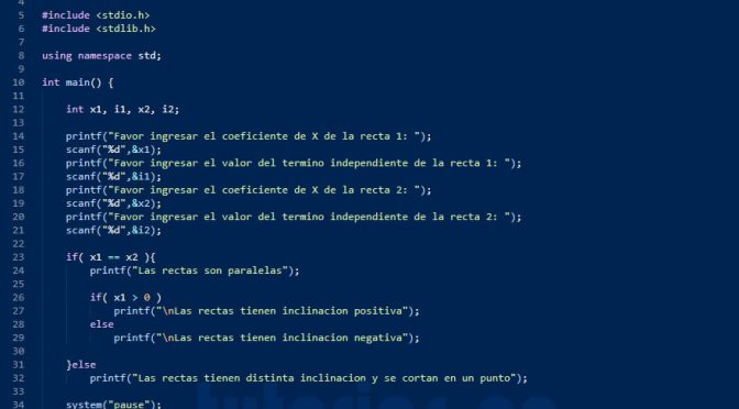 sentencia if-else – turbo C (rectas paralelas)