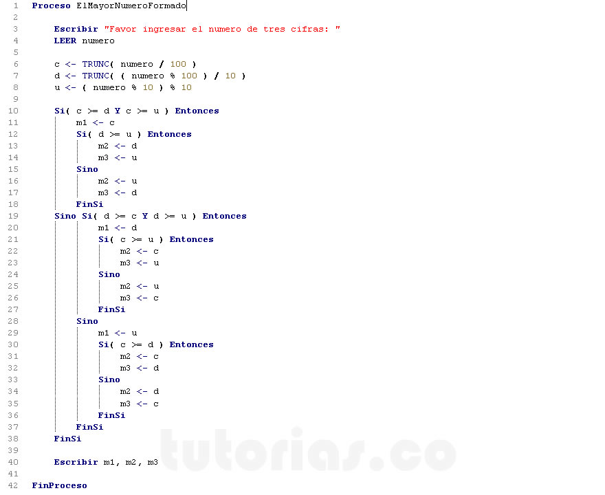 Sentencia Si Sino Pseint El Mayor Numero Formado Tutorias Co