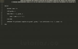 programación en pseudocodigo: valor polinomio completo