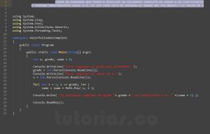 programacion en c#: valor polinomio completo