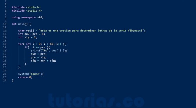 programacion en turbo C: caracteres fibonacci