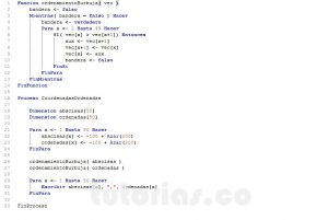 programacion en pseint: coordenadas ordenadas