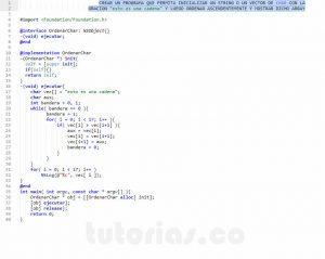 programacion en objective C: ordenar char