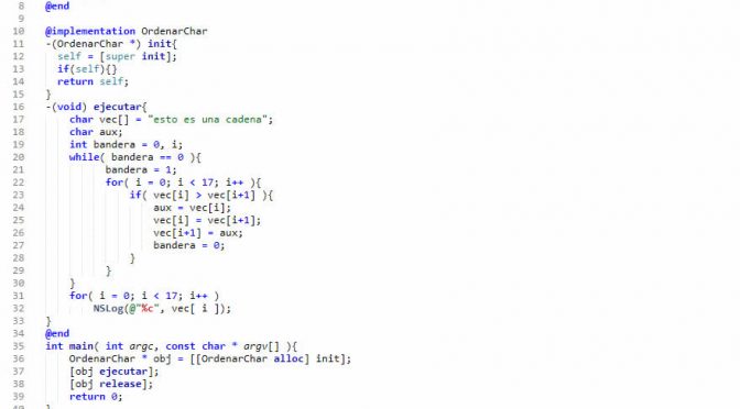 POO + Objective C (ordenar char)