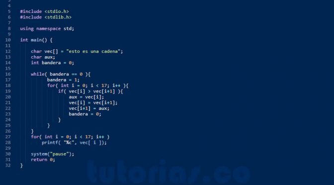 arrays – turbo C (ordenar char)