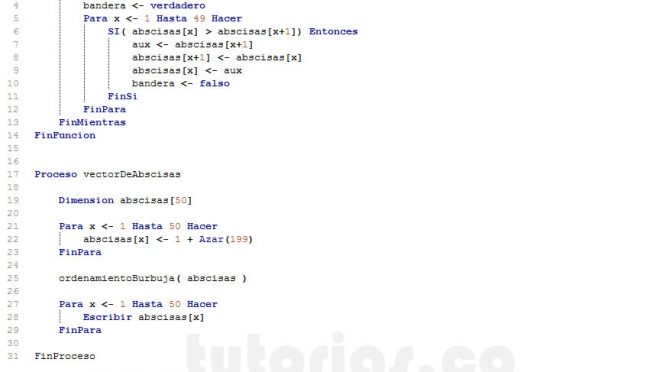 programacion en pseint: vector de abscisas