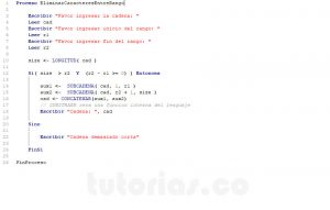 programacion en pseint: eliminar caracteres entre rango