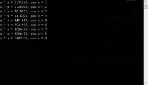 resultado ejecucion programa: funcion exponencial