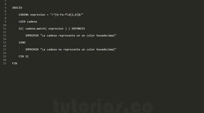 funciones +  pseudocodigo (expresion regular color hexadecimal)