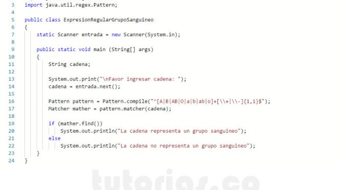 programacion en java: expresion regular grupo sanguineo