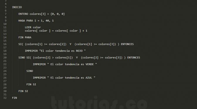 ciclo para – pseudocodigo (tendencia de color favorito)