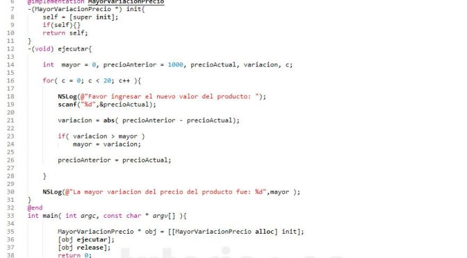 programacion en objective C: mayor variacion de precio de un producto