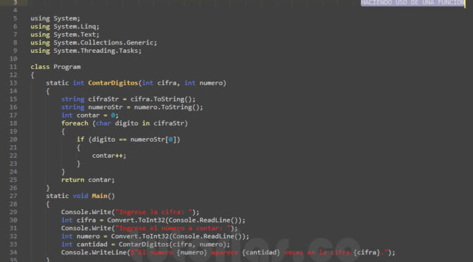 funciones + visualStudio c# (cantidad de veces de un digito en cifra)