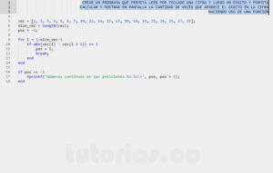 programacion en matLab: mostrar la posicion de la primera pareja de elementos continuos en un vector