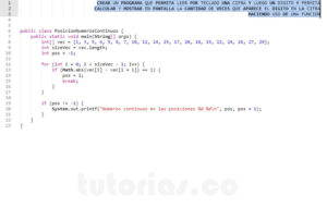 programación en java: mostrar la posición de la primera pareja de elementos continuos en un vector