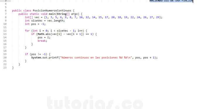 arrays – java (posicion de numeros continuos en vector)
