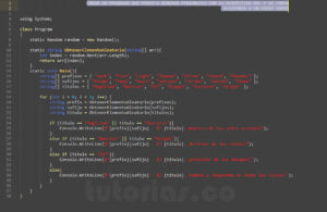 programacion en visualStudio C#: generar nombres de personajes de forma aleatoria con su respectivo rol