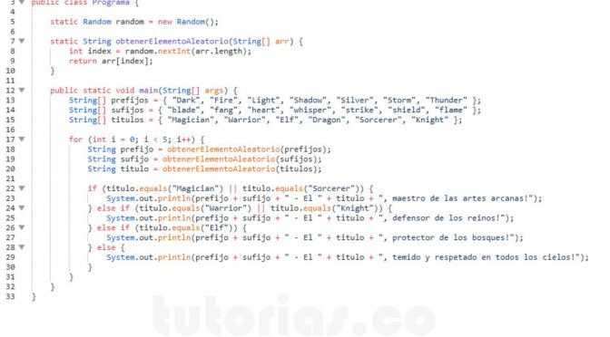 programacion en java: generar nombres de personajes de forma aleatoria con su respectivo rol