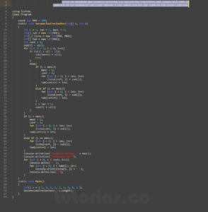 determinar la secuencia creciente en c#